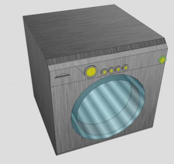 不锈钢滚筒式洗衣机SU模型下载_sketchup草图大师SKP模型