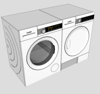 双桶洗衣机烘干机SU模型下载_sketchup草图大师SKP模型