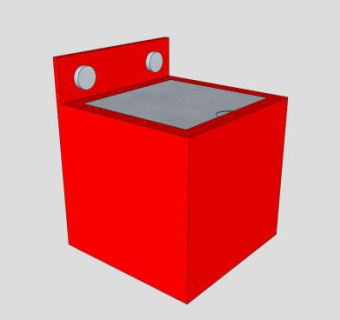 红色全自动型洗衣机SU模型下载_sketchup草图大师SKP模型