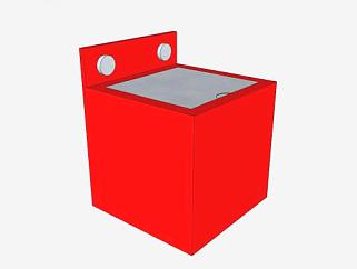 红色全自动型洗衣机SU模型下载_sketchup草图大师SKP模型