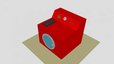 红色滚筒洗衣机SU模型下载_sketchup草图大师SKP模型