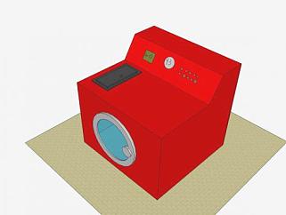 红色滚筒洗衣机SU模型下载_sketchup草图大师SKP模型