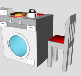 家具滚筒式洗衣机SU模型下载_sketchup草图大师SKP模型