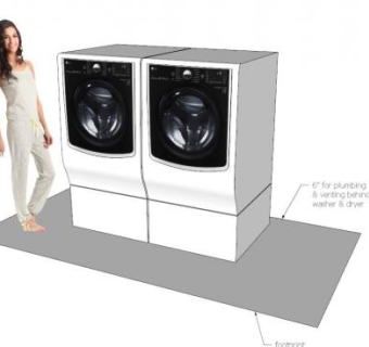 双桶洗衣机和烘干机SU模型下载_sketchup草图大师SKP模型