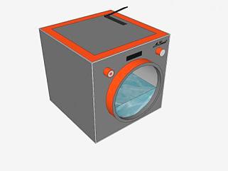 时髦滚筒式洗衣机SU模型下载_sketchup草图大师SKP模型