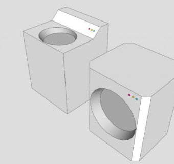 自动洗衣机和烘干机SU模型下载_sketchup草图大师SKP模型