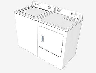 双桶洗衣机干衣机SU模型下载_sketchup草图大师SKP模型