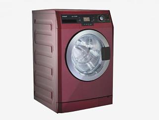全自动型红色洗衣机SU模型下载_sketchup草图大师SKP模型
