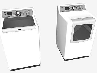 现代洗衣机和干衣机SU模型下载_sketchup草图大师SKP...