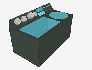 双桶半自动型洗衣机SU模型下载_sketchup草图大师SKP模型