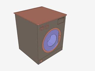 棕色滚筒式洗衣机SU模型下载_sketchup草图大师SKP模型