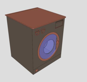棕色滚筒式洗衣机SU模型下载_sketchup草图大师SKP模型
