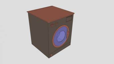 棕色滚筒式洗衣机SU模型下载_sketchup草图大师SKP模型