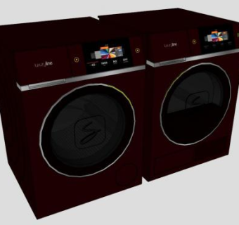 滚筒式洗衣机和烘干机SU模型下载_sketchup草图大师SKP模型