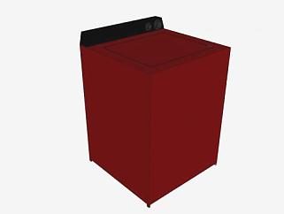 普通型红色洗衣机SU模型下载_sketchup草图大师SKP模型