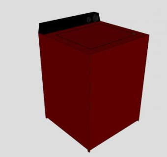 普通型红色洗衣机SU模型下载_sketchup草图大师SKP模型