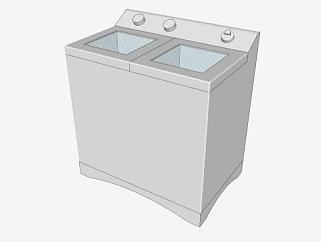 半自动型双桶洗衣机SU模型下载_sketchup草图大师SKP...