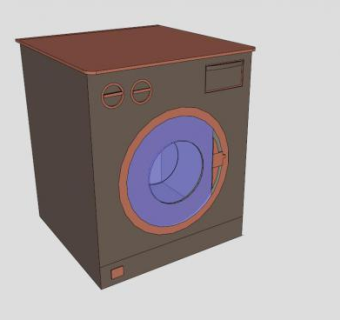 棕色滚筒式家电洗衣机SU模型下载_sketchup草图大师SKP模型