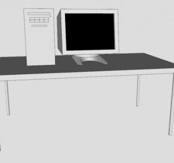 现代电脑桌SU模型下载_sketchup草图大师SKP模型