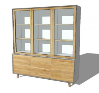 橡木中式餐具柜SU模型下载_sketchup草图大师SKP模型