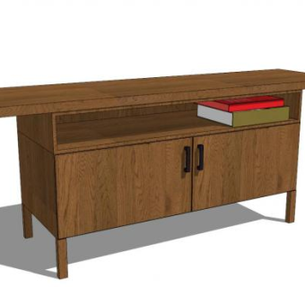 橡木简约餐具柜SU模型下载_sketchup草图大师SKP模型