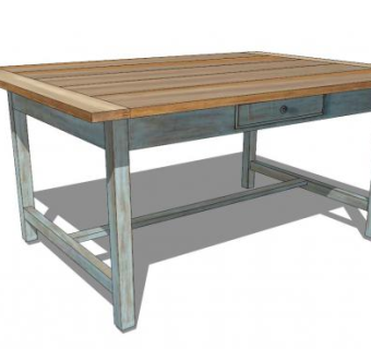 矩形餐桌SU模型下载_sketchup草图大师SKP模型