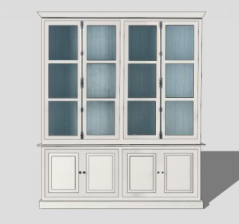 白色实木厨柜SU模型下载_sketchup草图大师SKP模型