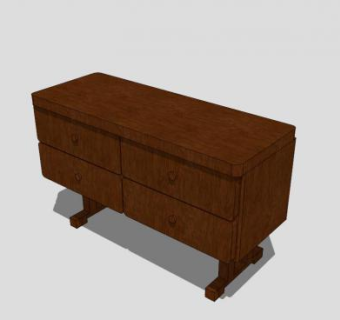 深色老式餐具柜SU模型下载_sketchup草图大师SKP模型