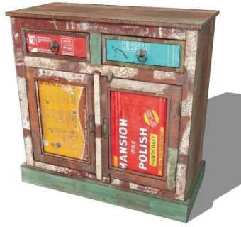 多彩金属餐边柜SU模型下载_sketchup草图大师SKP模型