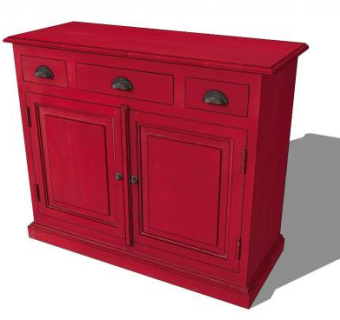 红色餐具柜SU模型下载_sketchup草图大师SKP模型