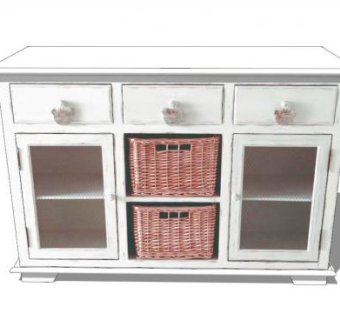 白色实木餐具柜SU模型下载_sketchup草图大师SKP模型