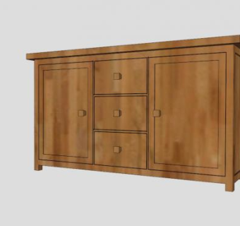 抽屉木质餐具柜SU模型下载_sketchup草图大师SKP模型