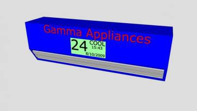 蓝色分体式空调器SU模型下载_sketchup草图大师SKP模型