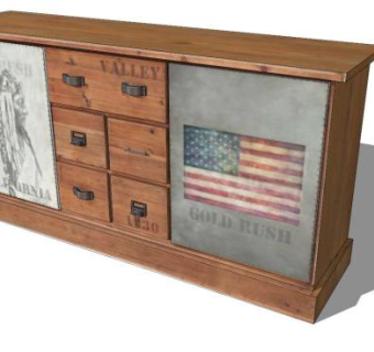 松木餐具柜SU模型下载_sketchup草图大师SKP模型