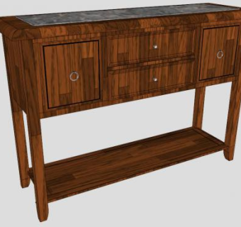 大理石硬木餐具柜SU模型下载_sketchup草图大师SKP模型