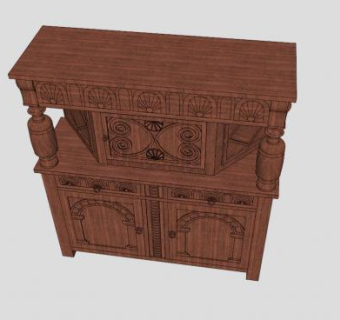 詹姆士风格的法庭橱柜SU模型下载_sketchup草图大师SKP模型