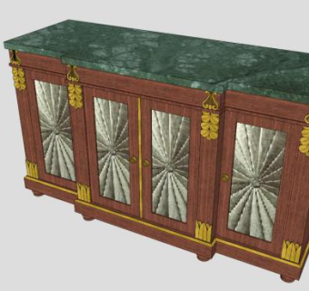 桃花心木的餐具柜SU模型下载_sketchup草图大师SKP模型