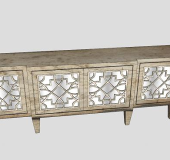 中式简约餐具柜SU模型下载_sketchup草图大师SKP模型