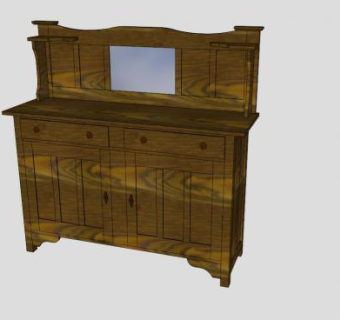 古色古香的餐具柜SU模型下载_sketchup草图大师SKP模型