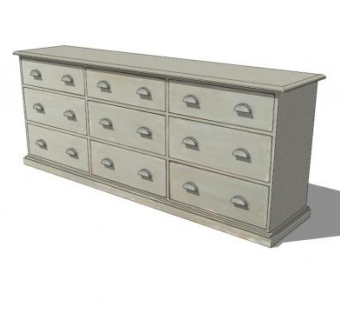 灰色铜锈餐具柜SU模型下载_sketchup草图大师SKP模型