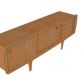 惠普汉森柚木餐具柜SU模型下载_sketchup草图大师SKP模型