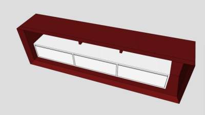 红色现代餐具柜SU模型下载_sketchup草图大师SKP模型