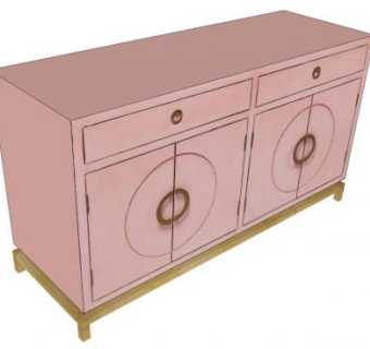 粉红色餐具柜SU模型下载_sketchup草图大师SKP模型