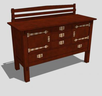 工匠风格餐具柜SU模型下载_sketchup草图大师SKP模型