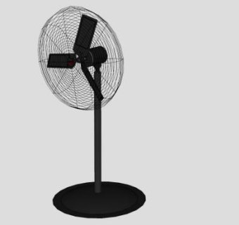 黑色工业基座风扇SU模型下载_sketchup草图大师SKP模型