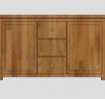 木质棕色边柜SU模型下载_sketchup草图大师SKP模型