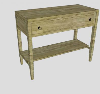 简单的工匠式餐具柜SU模型下载_sketchup草图大师SKP模型