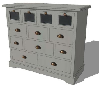 灰色多个抽屉餐边柜SU模型下载_sketchup草图大师SKP模型