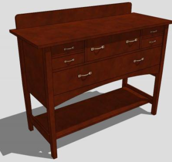 工匠风格的木制餐边柜SU模型下载_sketchup草图大师SKP模型