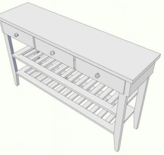浅色木质餐具柜SU模型下载_sketchup草图大师SKP模型